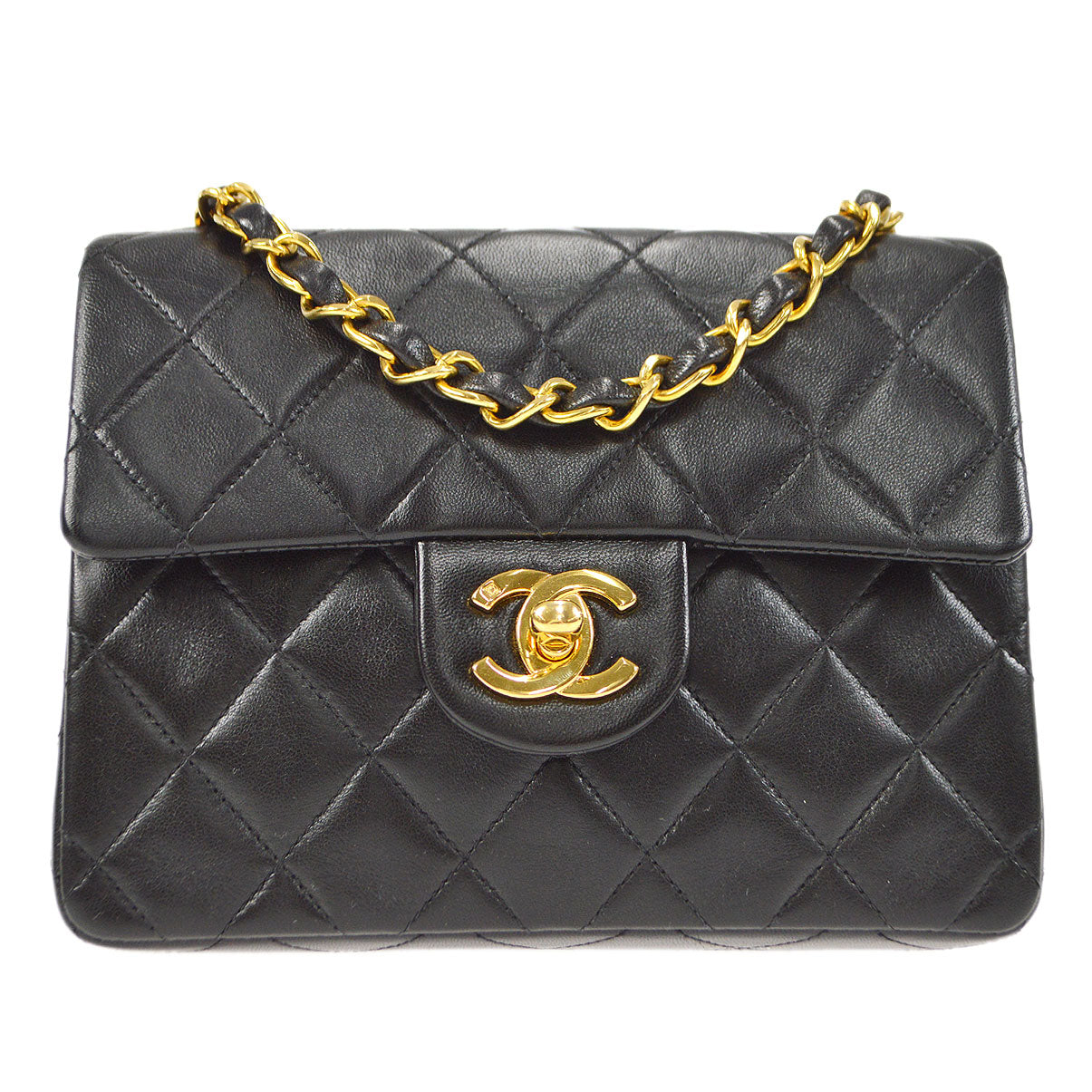 CHANEL 1994-1996 Classic Square Flap 17 Black Lambskin