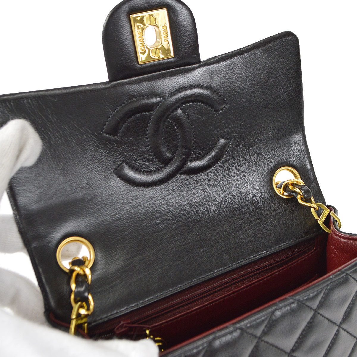 CHANEL 1994-1996 Classic Square Flap 17 Black Lambskin