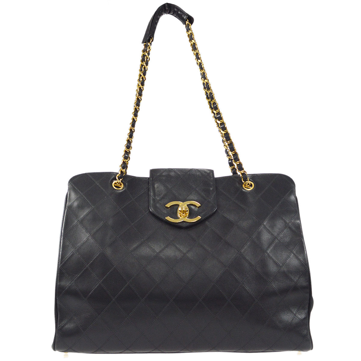 CHANEL 1989-1991 Cosmoline Supermodel Bag Black Calfskin
