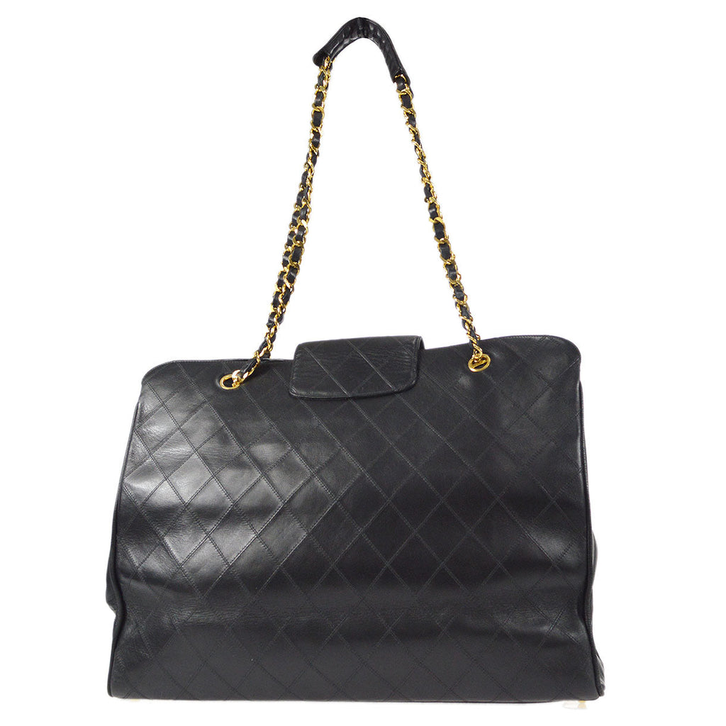 CHANEL 1989-1991 Cosmoline Supermodel Bag Black Calfskin