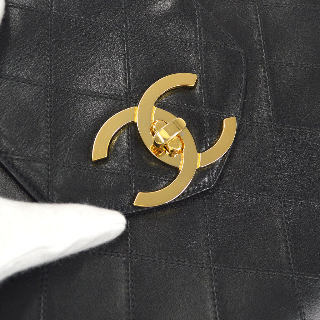 CHANEL 1989-1991 Cosmoline Supermodel Bag Black Calfskin