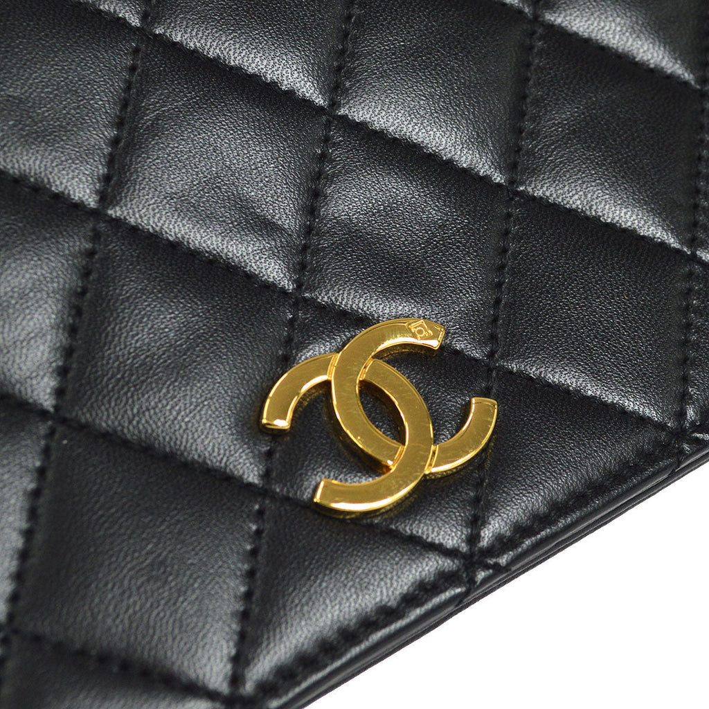 CHANEL 1997-1999 CC Pushlock Full Flap Small Black Lambskin