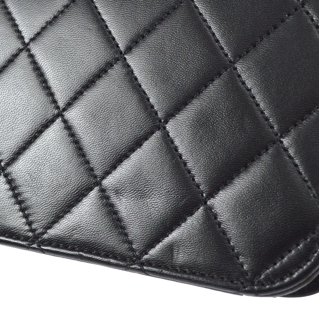 CHANEL 1997-1999 CC Pushlock Full Flap Small Black Lambskin