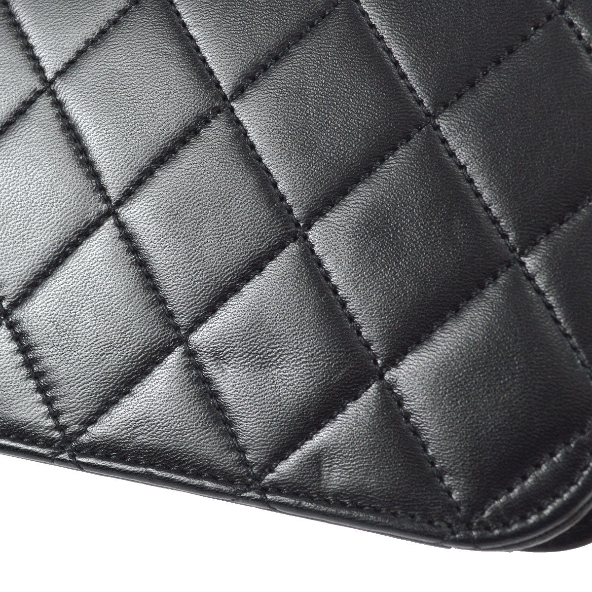 CHANEL 1997-1999 CC Pushlock Full Flap Small Black Lambskin