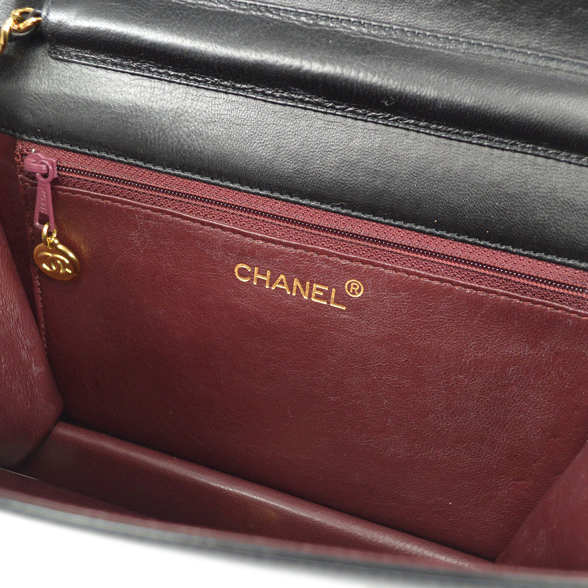CHANEL 1997-1999 CC Pushlock Full Flap Small Black Lambskin