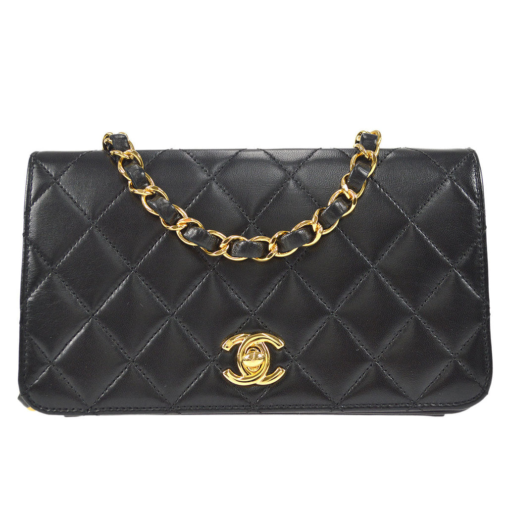 CHANEL 2006-2008 CC Turnlock Full Flap Mini Black Lambskin