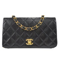CHANEL 2006-2008 CC Turnlock Full Flap Mini Black Lambskin