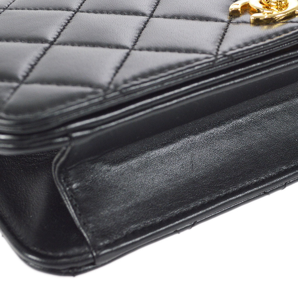 CHANEL 2006-2008 CC Turnlock Full Flap Mini Black Lambskin