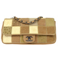CHANEL 2006-2008 Multicolor Mixed Material Patchwork Single Flap Bag Medium
