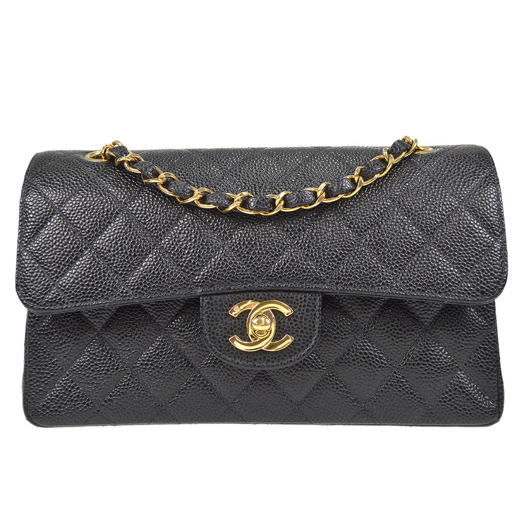 CHANEL 2001-2003 Classic Double Flap Small Black Caviar