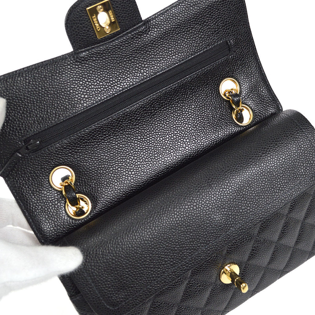 CHANEL 2001-2003 Classic Double Flap Small Black Caviar