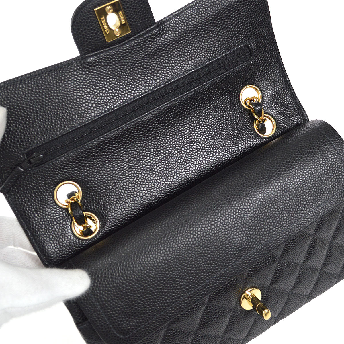 CHANEL 2001-2003 Classic Double Flap Small Black Caviar