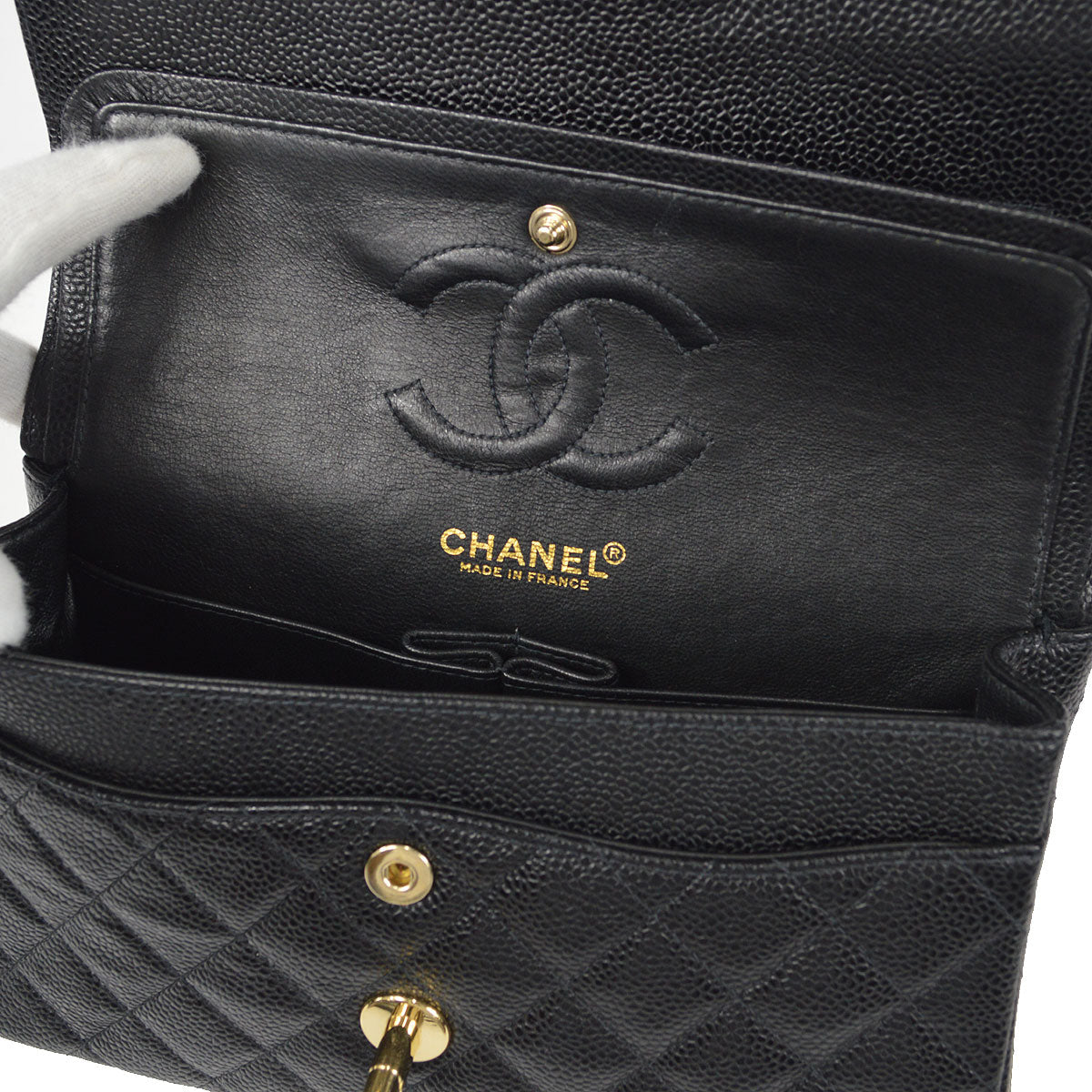 CHANEL 2001-2003 Classic Double Flap Small Black Caviar