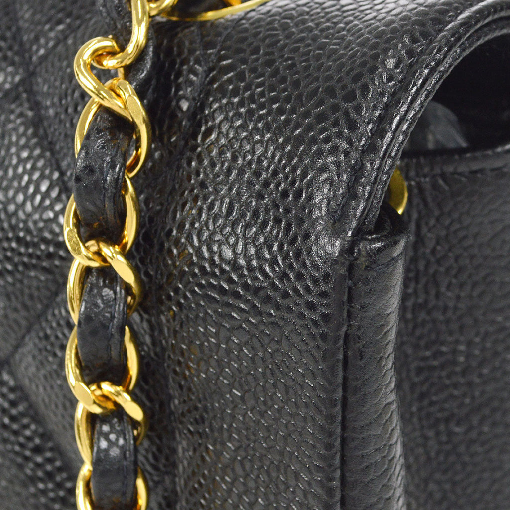 CHANEL Medium Diana Chain Shoulder Bag Black Caviar