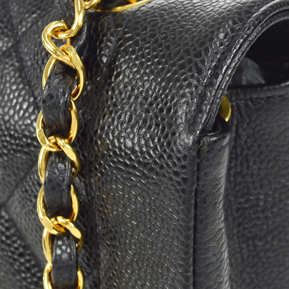 CHANEL Medium Diana Chain Shoulder Bag Black Caviar