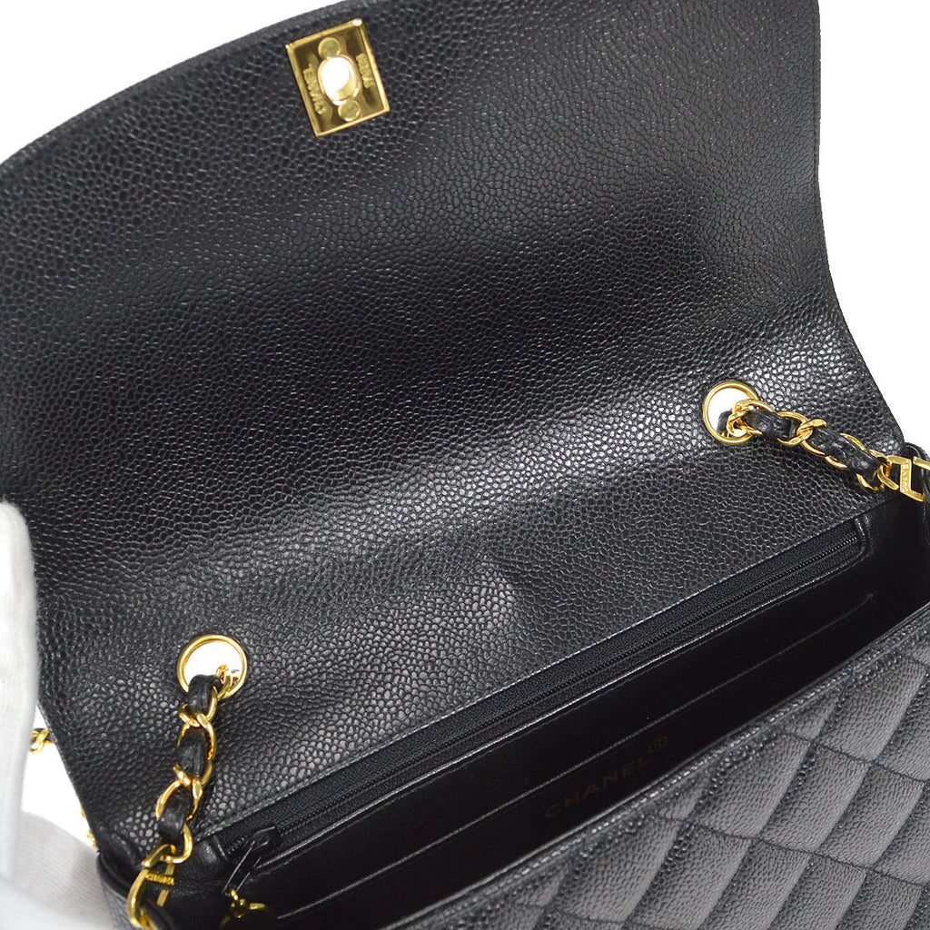 CHANEL Medium Diana Chain Shoulder Bag Black Caviar