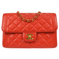 CHANEL 1994-1996 Border Flap Small Red Lambskin