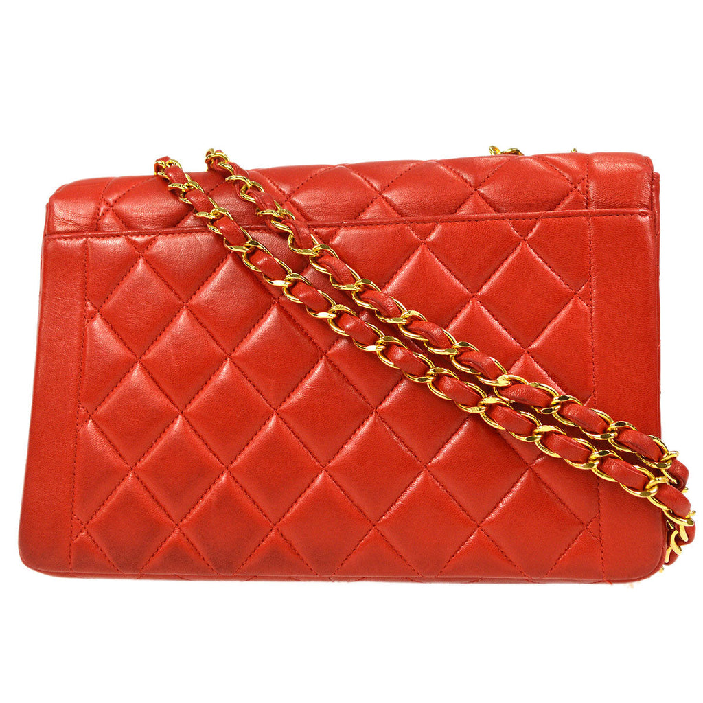 CHANEL 1994-1996 Border Flap Small Red Lambskin