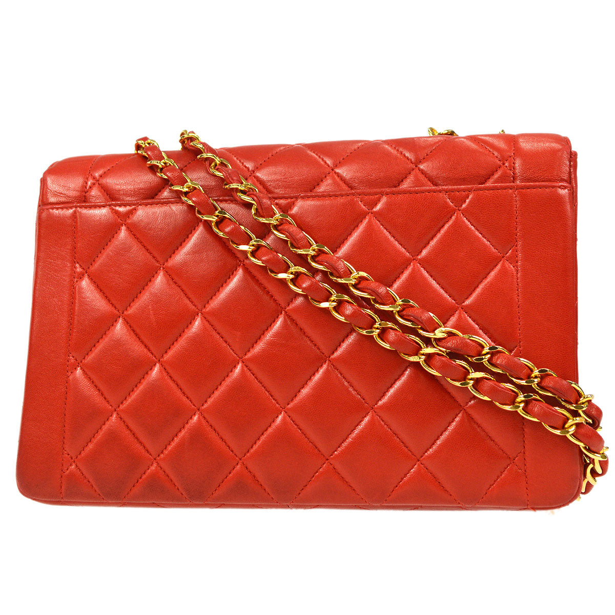 CHANEL 1994-1996 Border Flap Small Red Lambskin