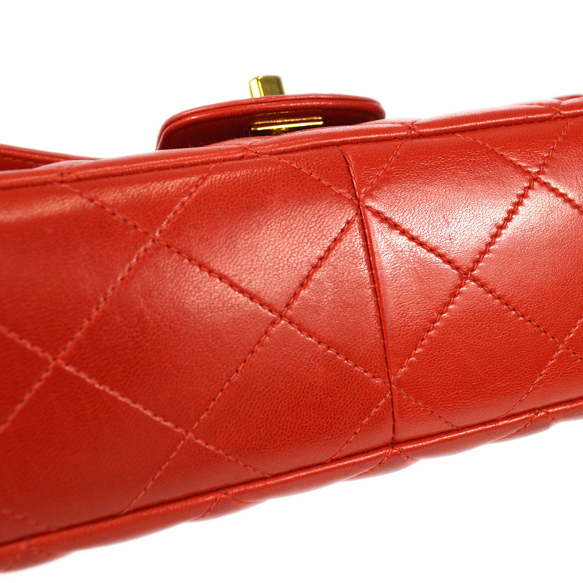 CHANEL 1994-1996 Border Flap Small Red Lambskin