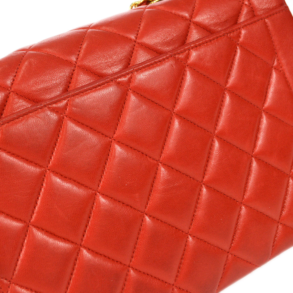 CHANEL 1994-1996 Border Flap Small Red Lambskin