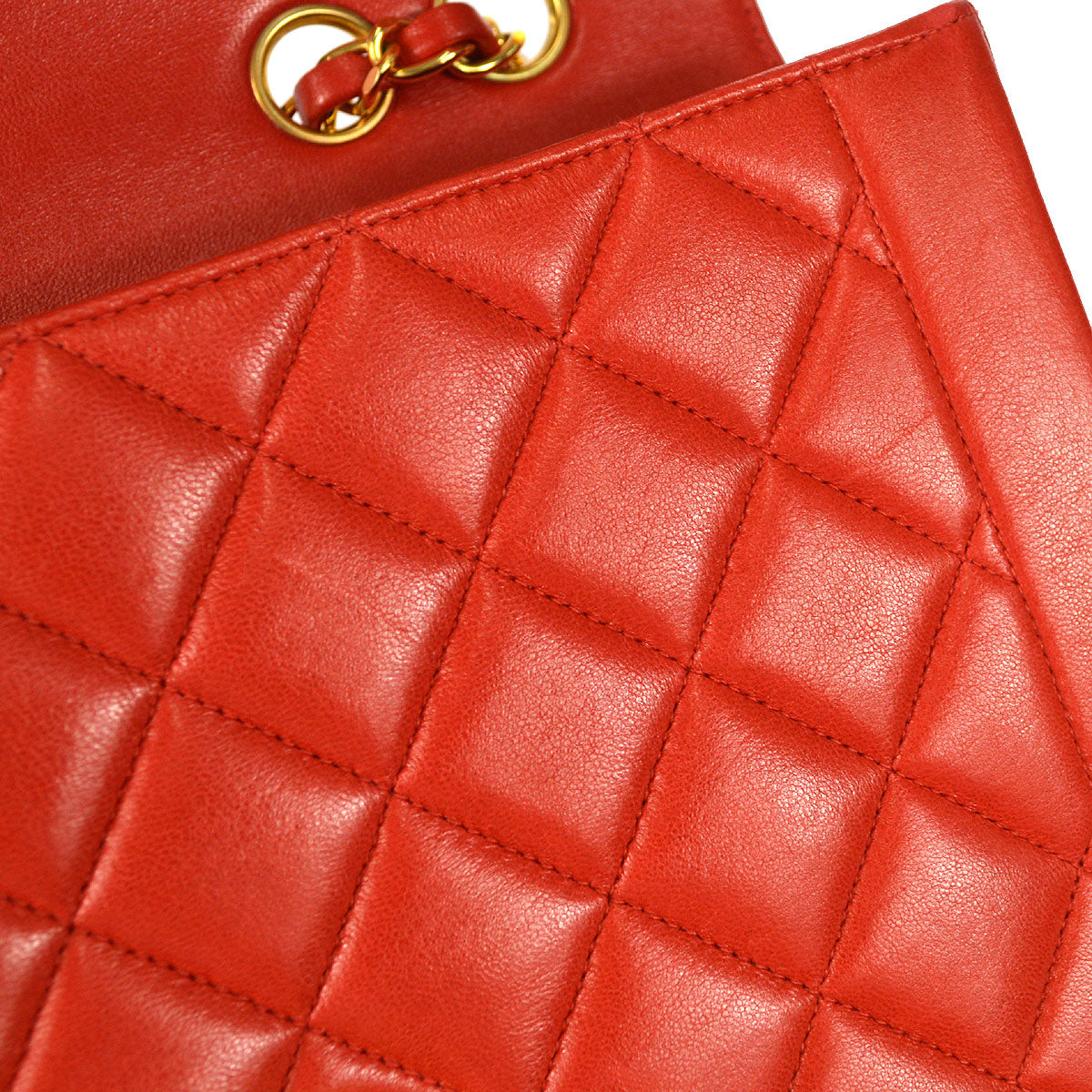 CHANEL 1994-1996 Border Flap Small Red Lambskin