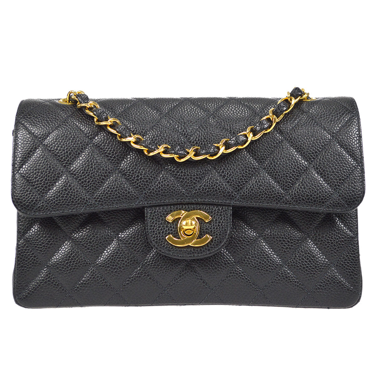 CHANEL 2000-2001 Classic Double Flap Small Black Caviar