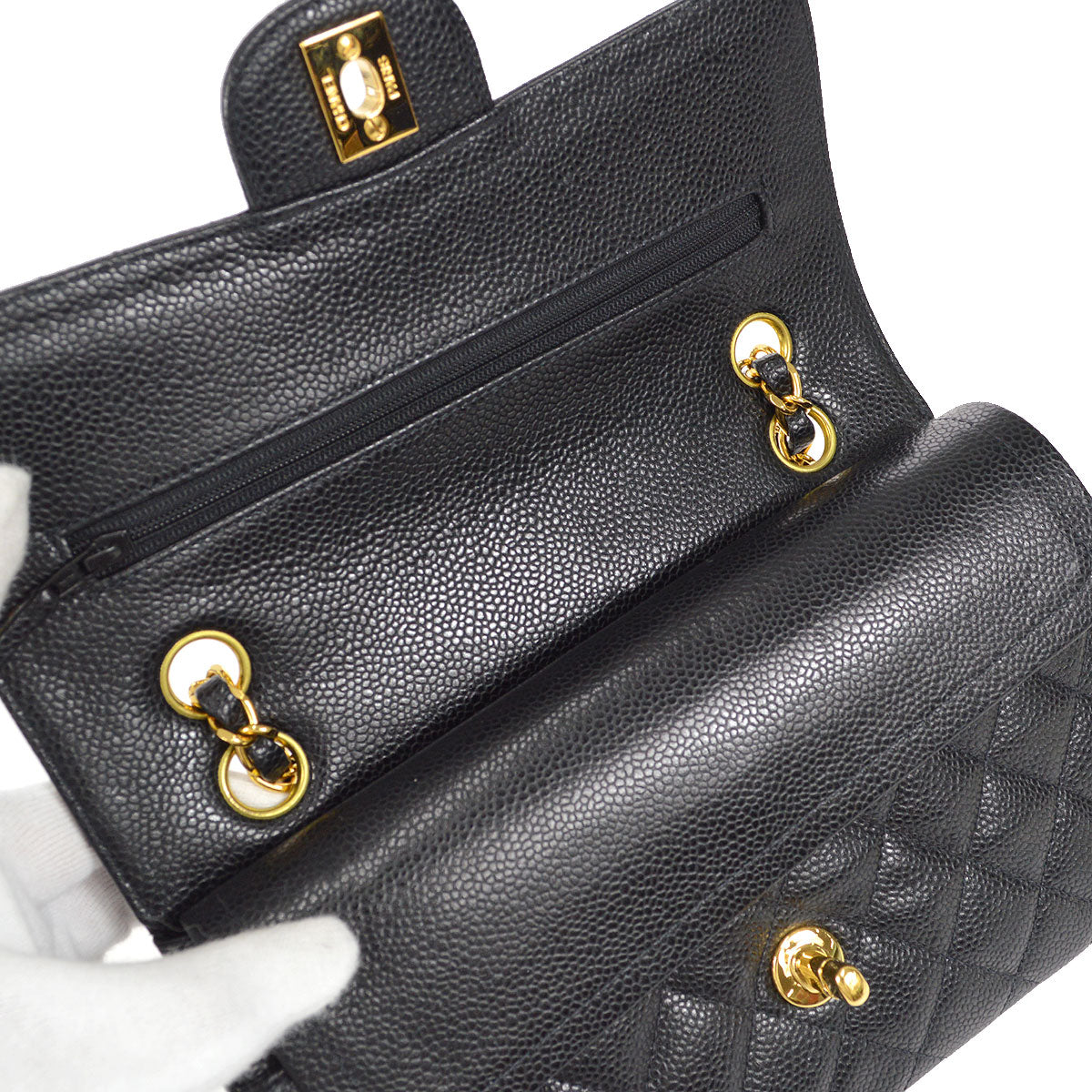 CHANEL 2000-2001 Classic Double Flap Small Black Caviar