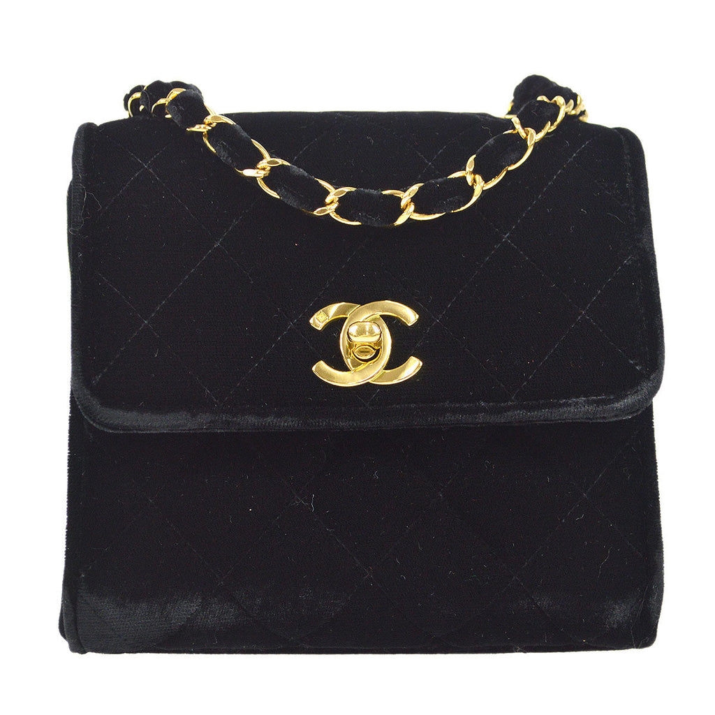 CHANEL 1991-1994 Cube Flap Mini Black Velvet