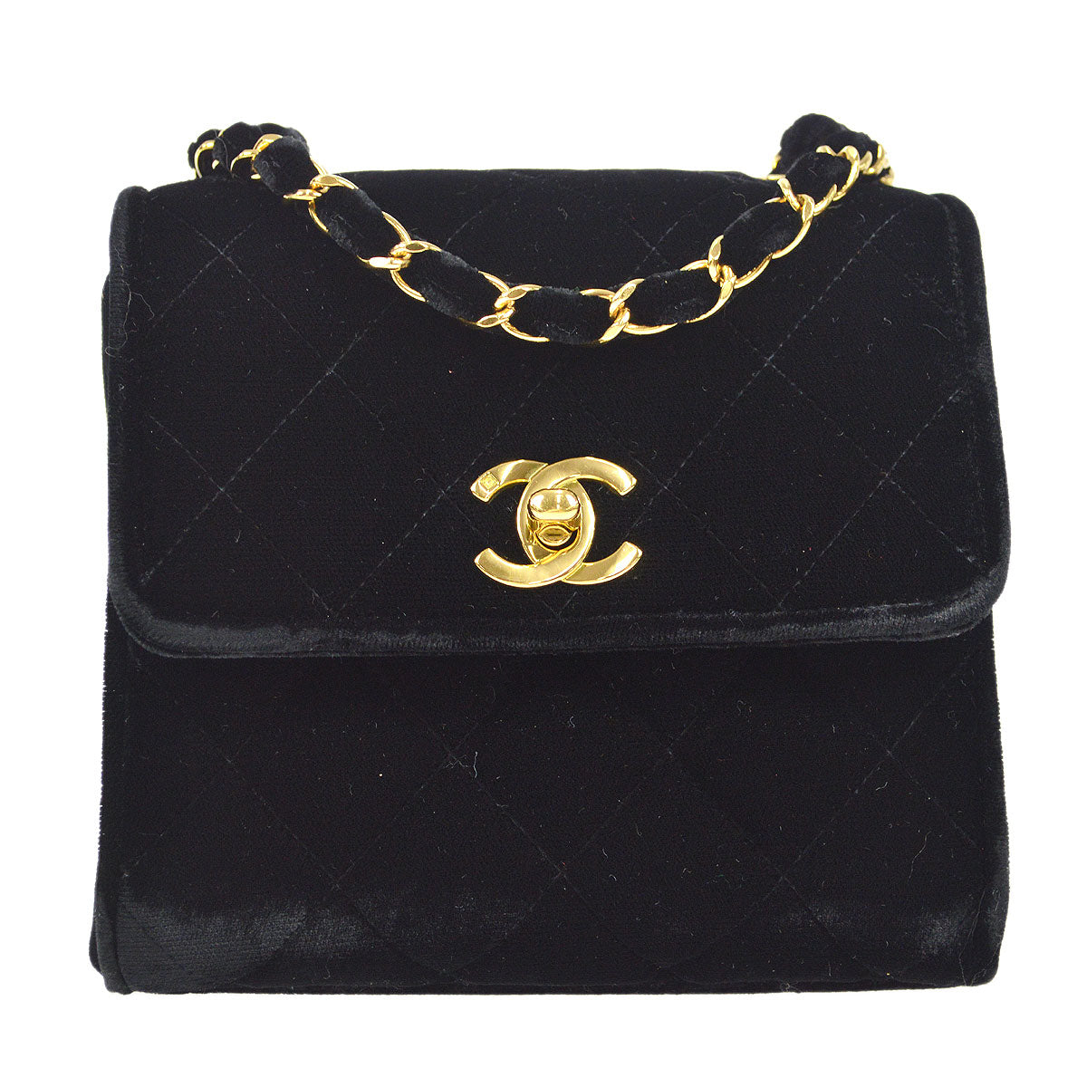 CHANEL 1991-1994 Cube Flap Mini Black Velvet