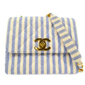 CHANEL * 1994-1996 Striped Straight Flap Medium Canvas