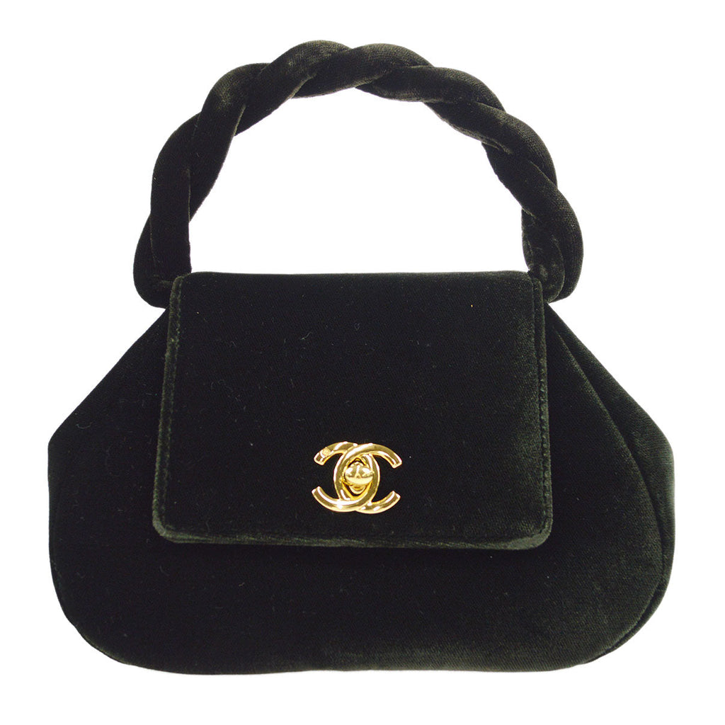 CHANEL * 1994-1996 Handbag Dark Green Velvet