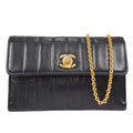CHANEL 1991-1994 Vertical Straight Flap Mini Black Lambskin
