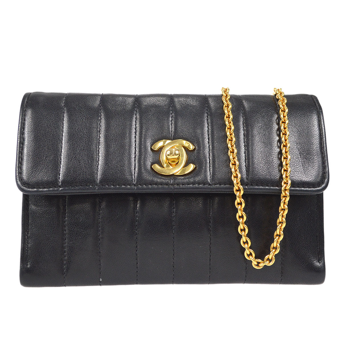 CHANEL 1991-1994 Vertical Straight Flap Mini Black Lambskin