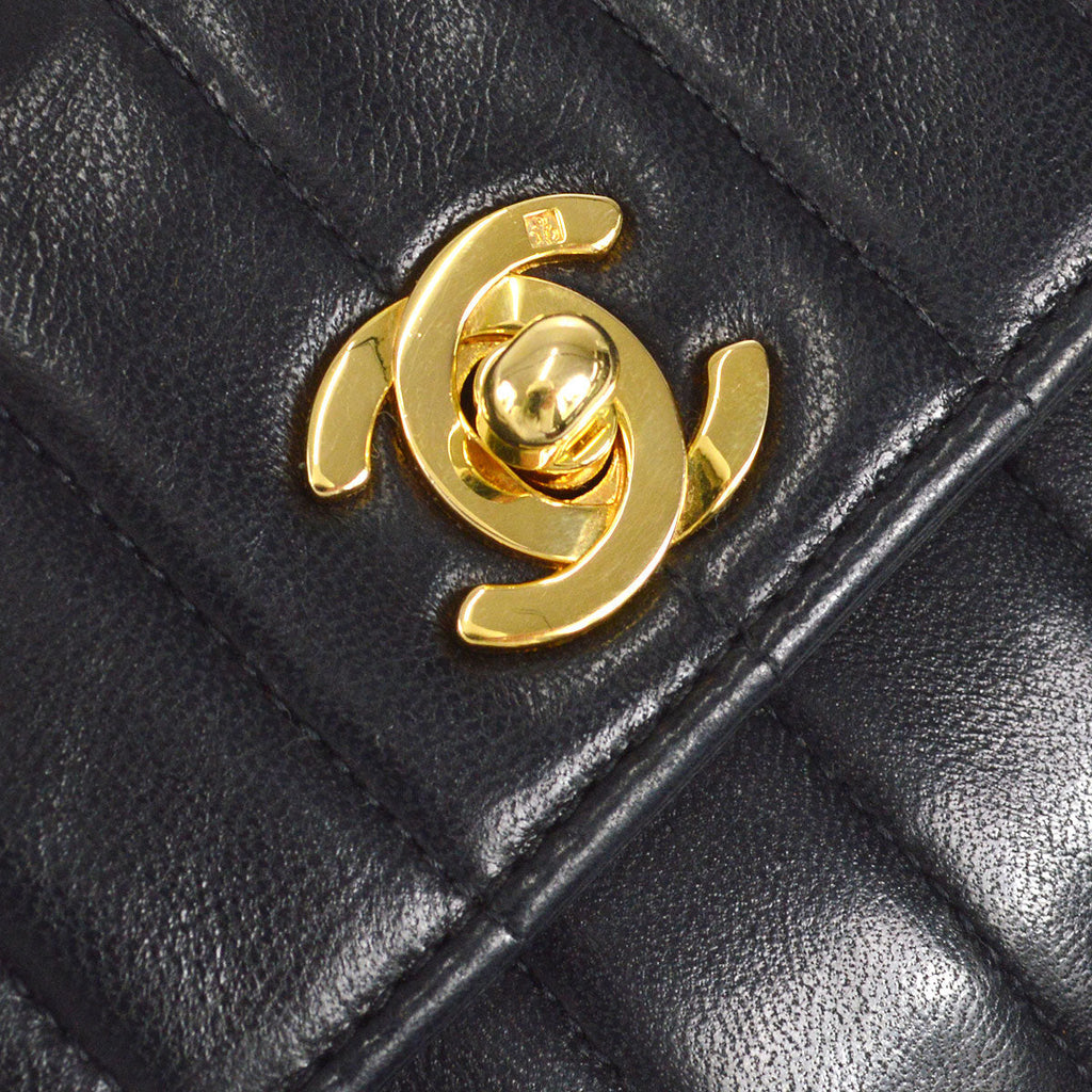 CHANEL 1991-1994 Vertical Straight Flap Mini Black Lambskin
