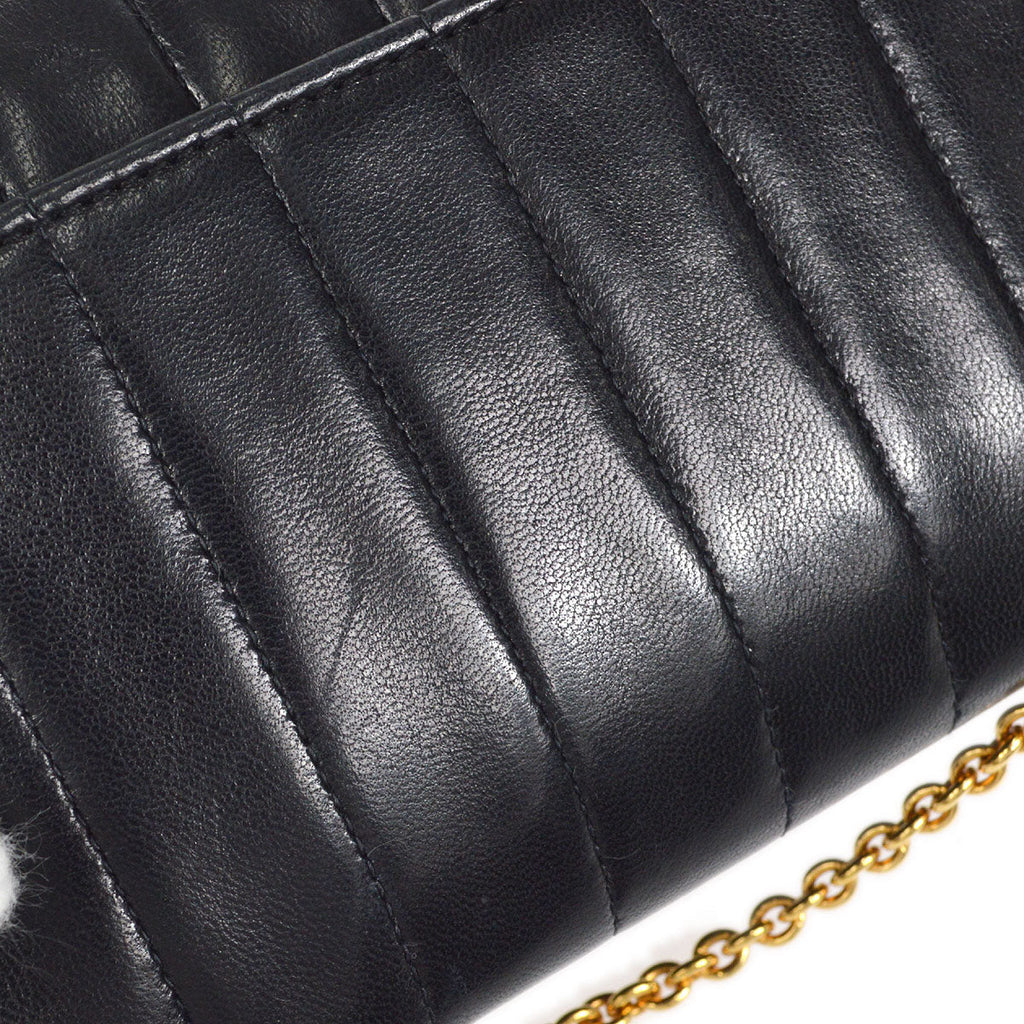 CHANEL 1991-1994 Vertical Straight Flap Mini Black Lambskin