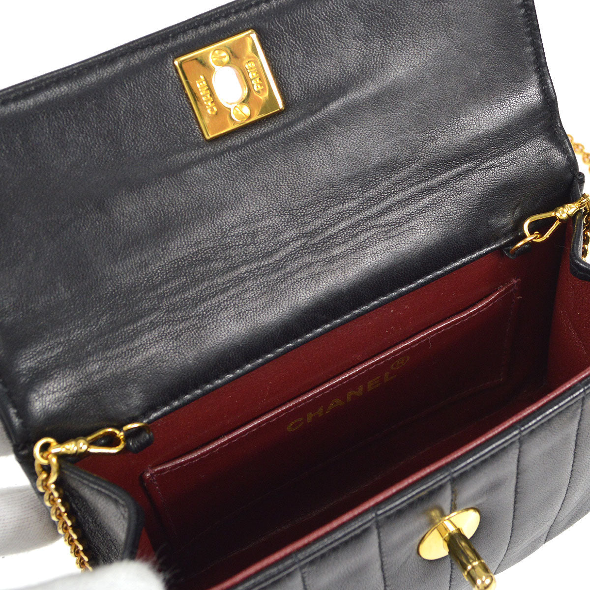 CHANEL 1991-1994 Vertical Straight Flap Mini Black Lambskin