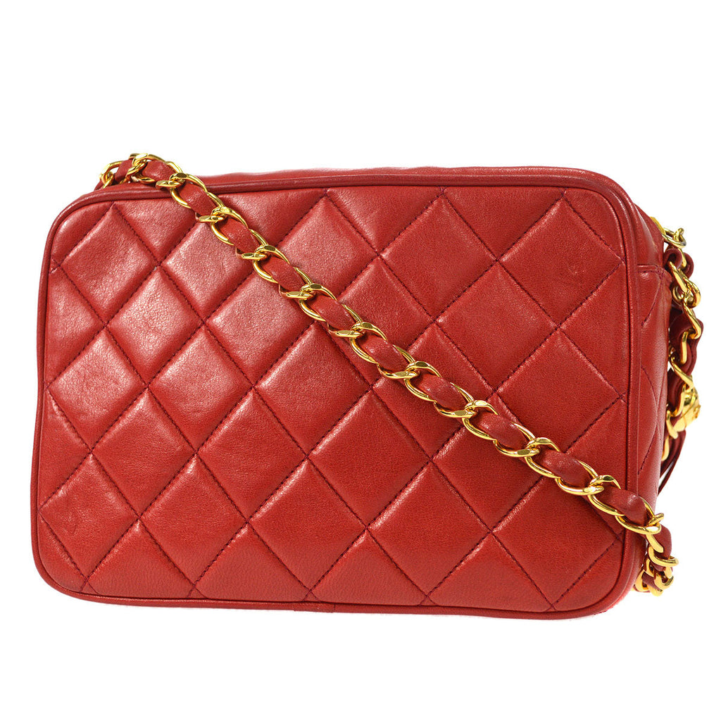 CHANEL 1991-1994 Pocket Camera Bag Mini Red Lambskin
