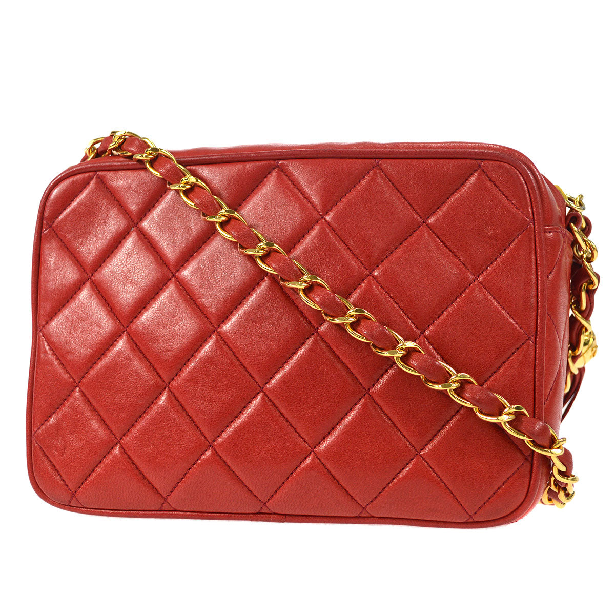 CHANEL 1991-1994 Pocket Camera Bag Mini Red Lambskin