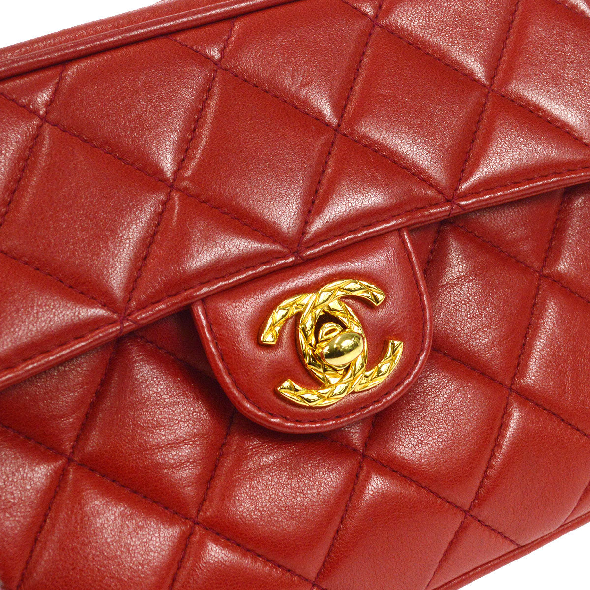 CHANEL 1991-1994 Pocket Camera Bag Mini Red Lambskin