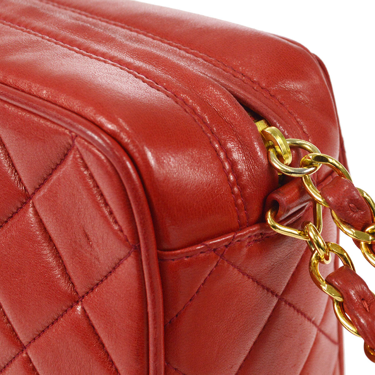 CHANEL 1991-1994 Pocket Camera Bag Mini Red Lambskin