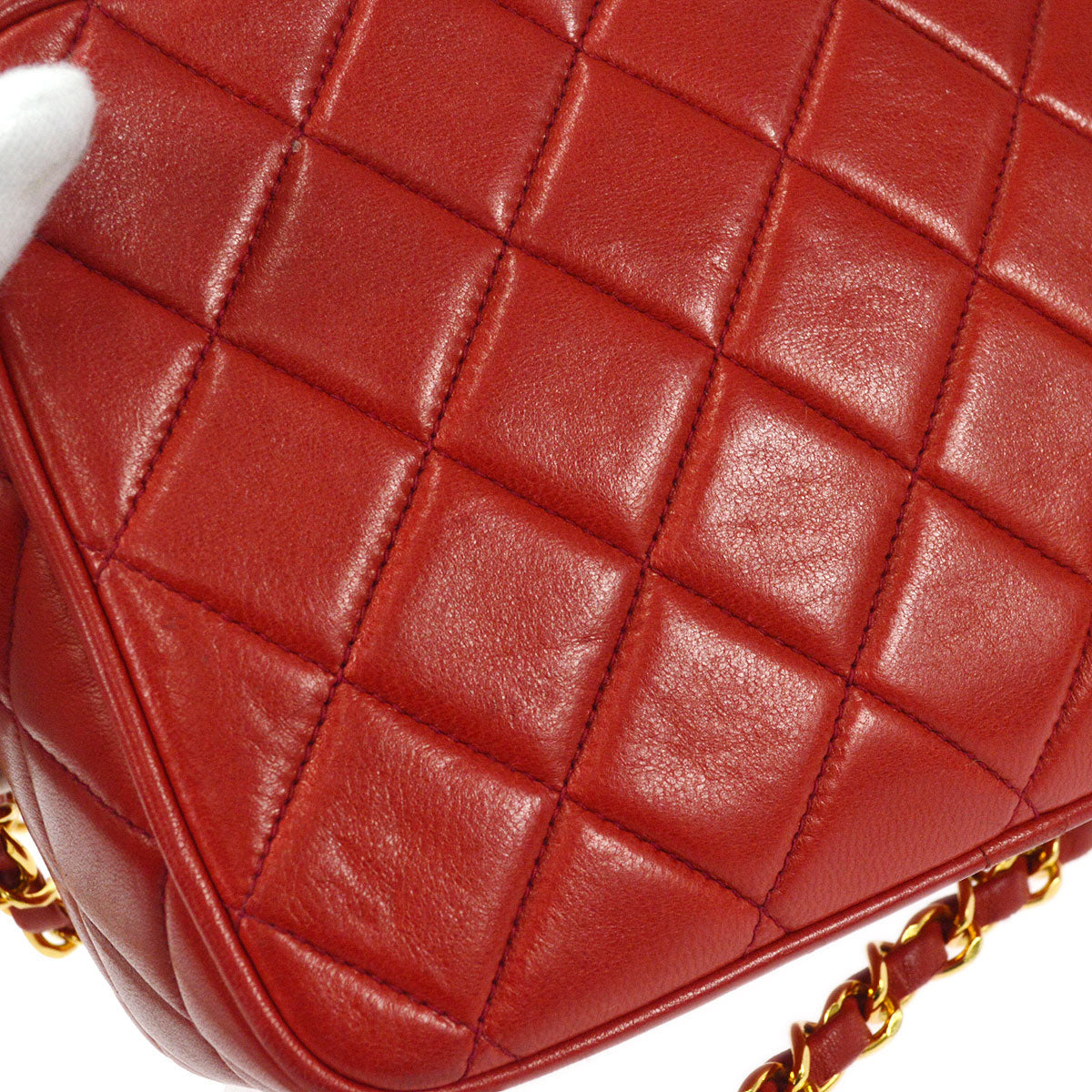 CHANEL 1991-1994 Pocket Camera Bag Mini Red Lambskin