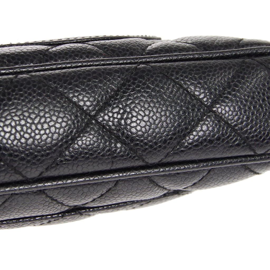 CHANEL 2001-2003 Shoulder Bag Black Caviar