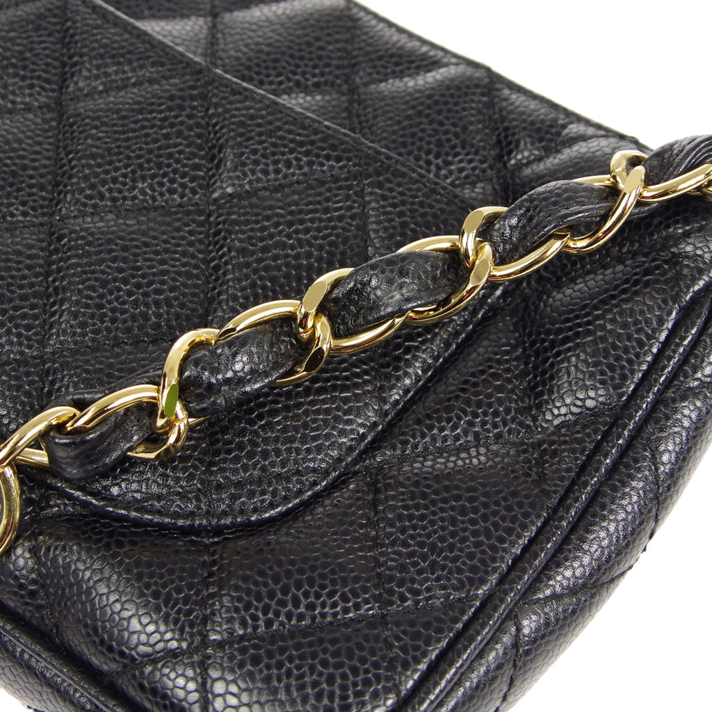 CHANEL 2001-2003 Shoulder Bag Black Caviar