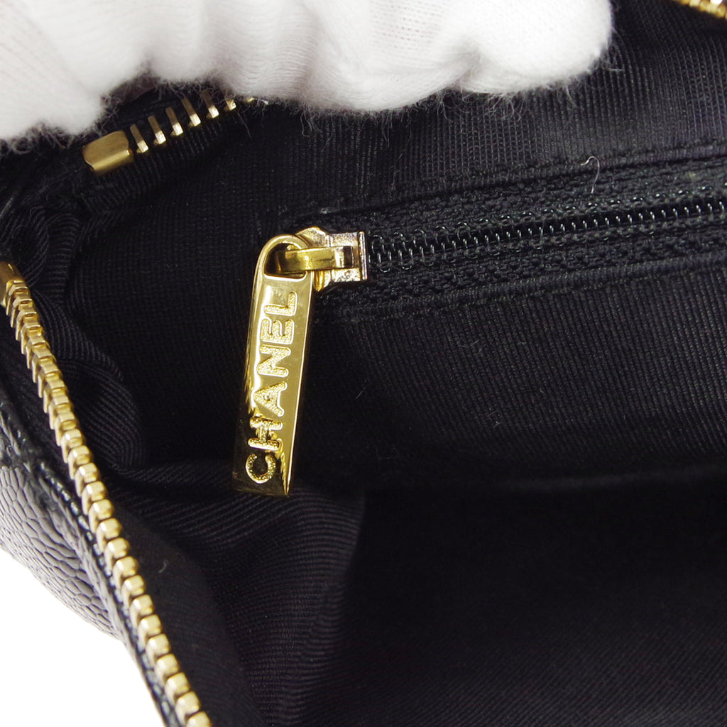 CHANEL 2001-2003 Shoulder Bag Black Caviar
