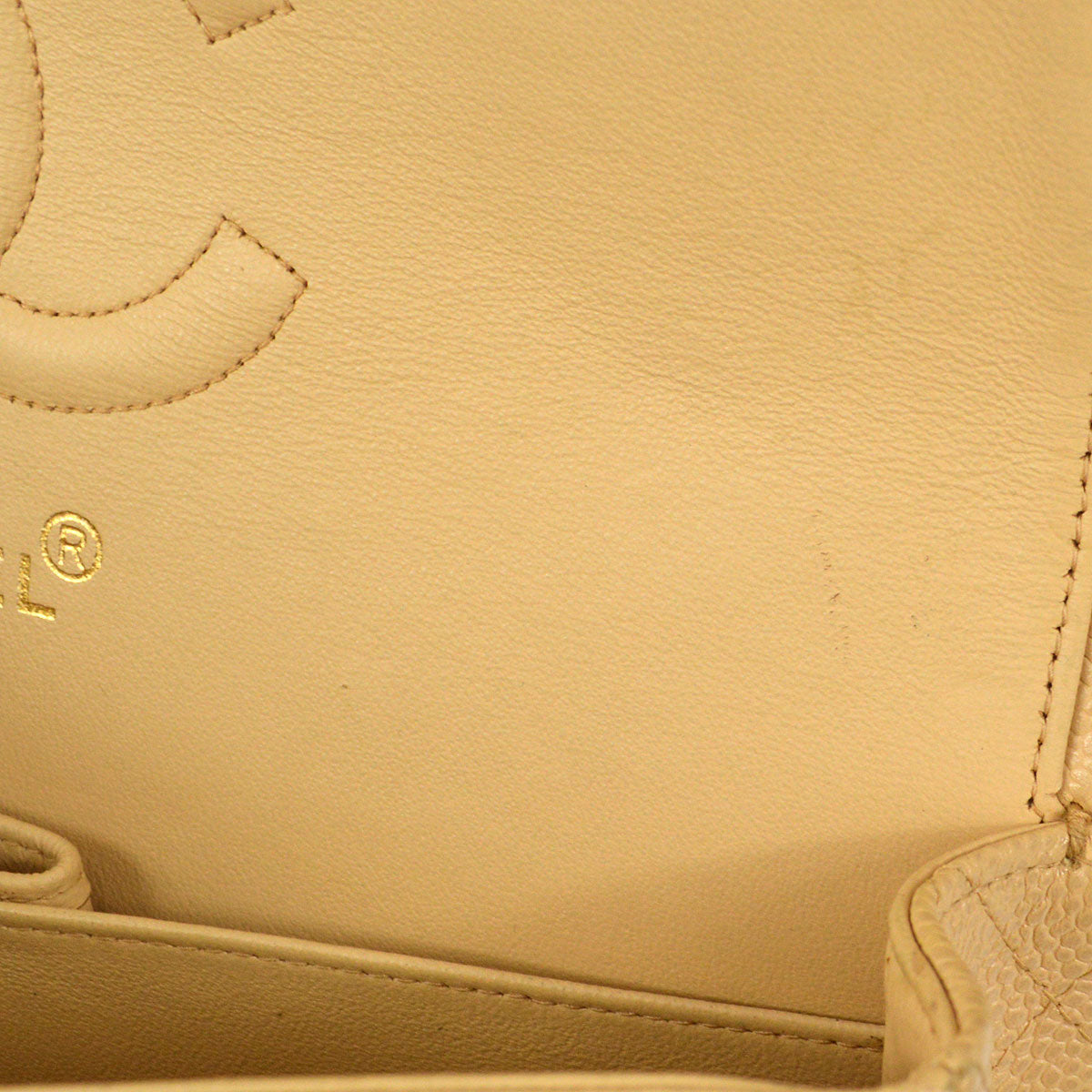CHANEL 1997-1999 Classic Double Flap Medium Beige Caviar