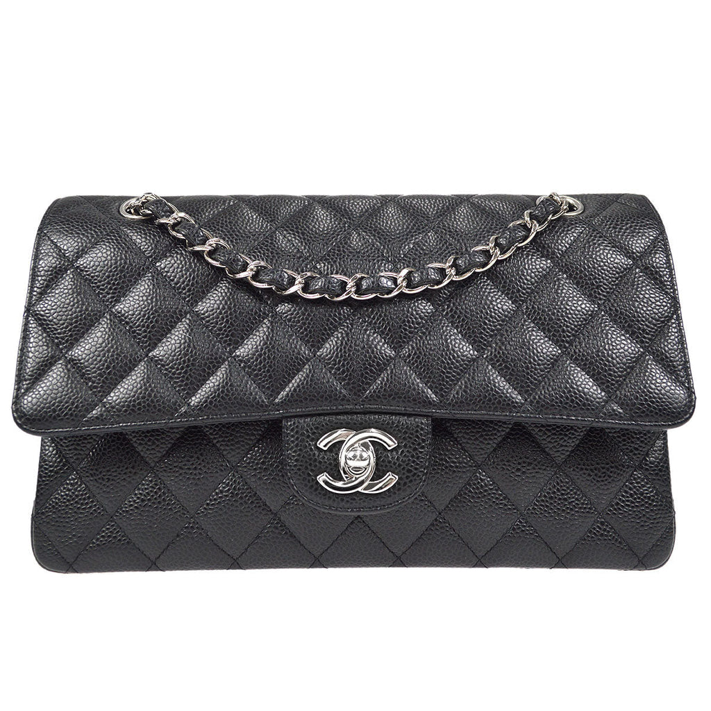 CHANEL Classic Double Flap Medium Shoulder Bag Black Caviar