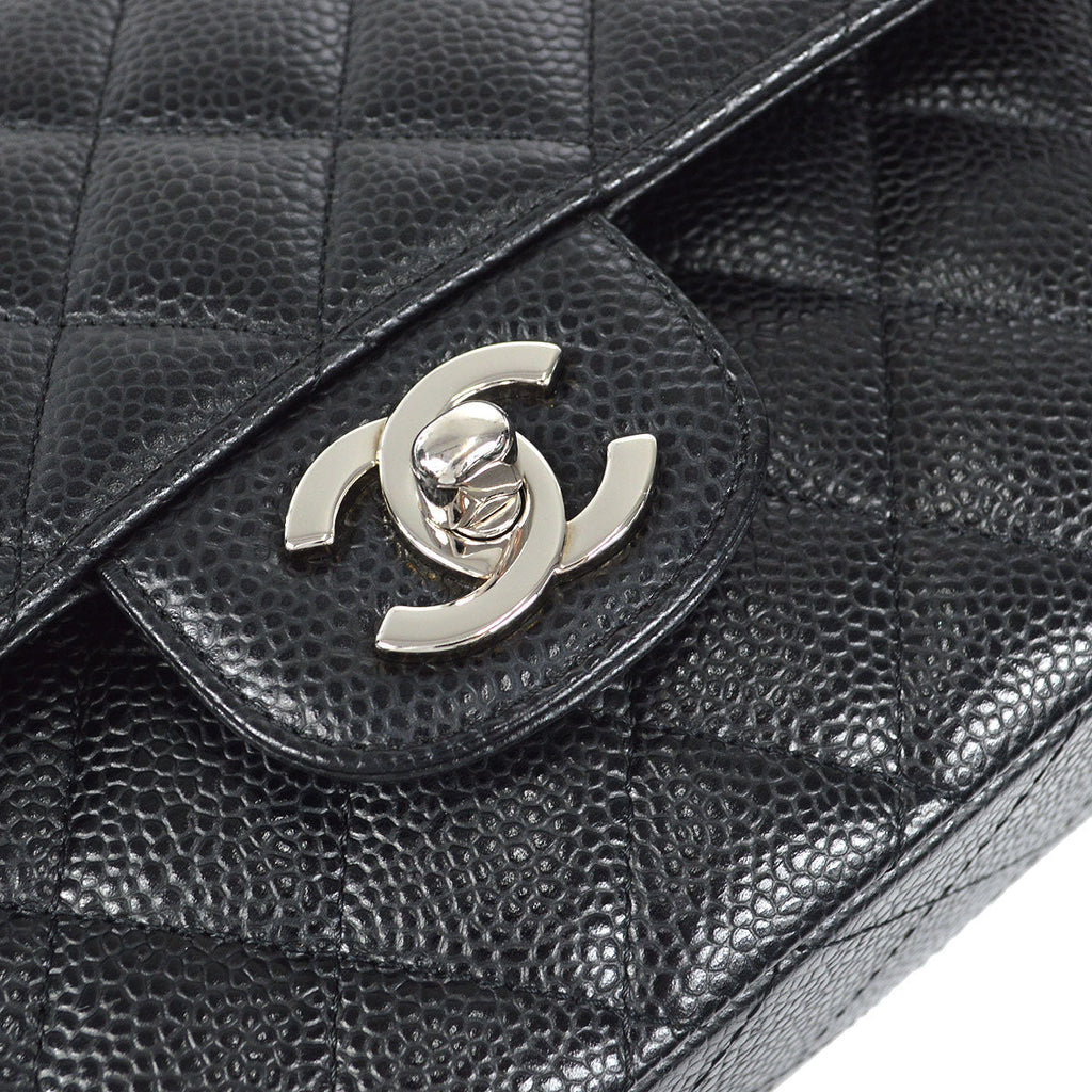 CHANEL Classic Double Flap Medium Shoulder Bag Black Caviar