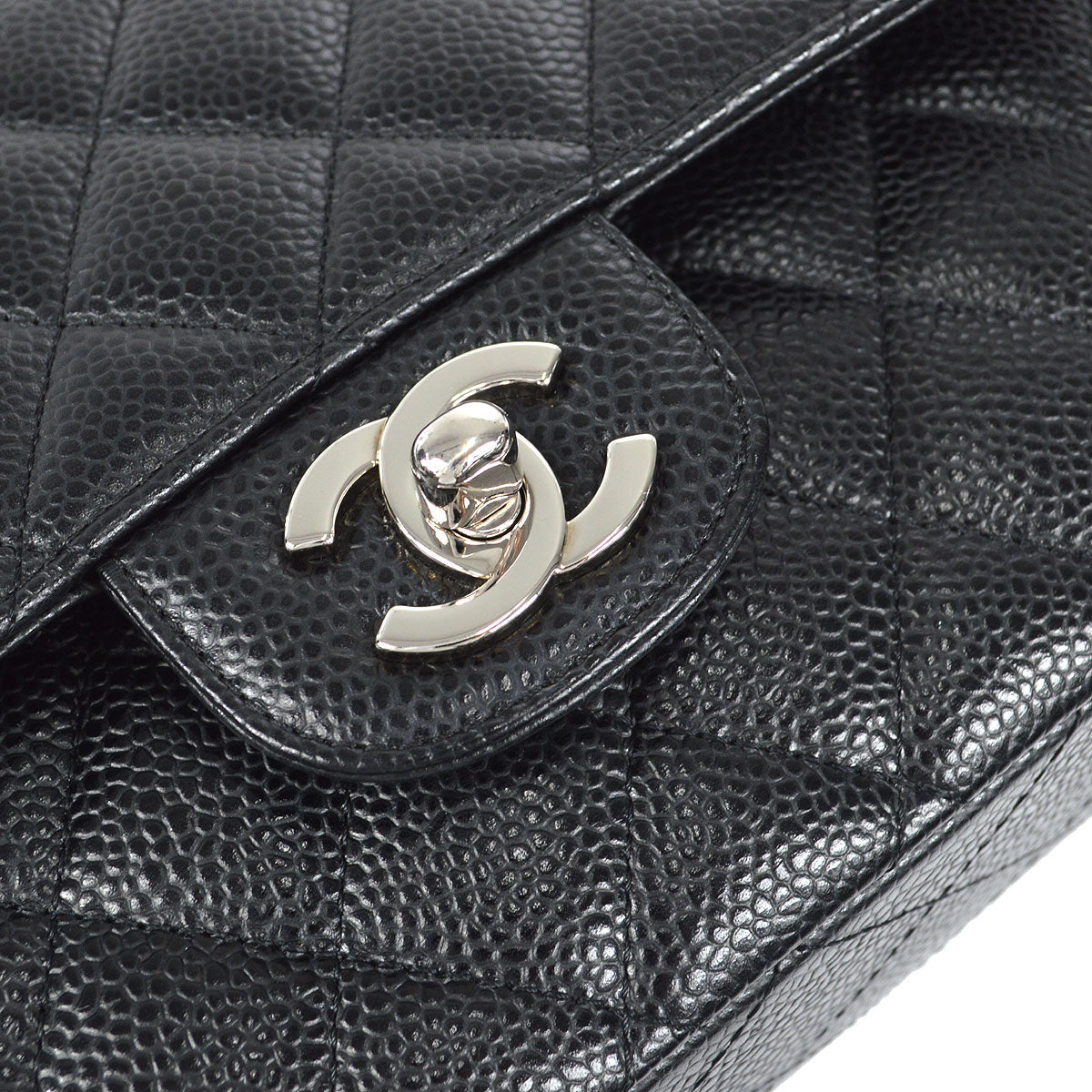 CHANEL Classic Double Flap Medium Shoulder Bag Black Caviar