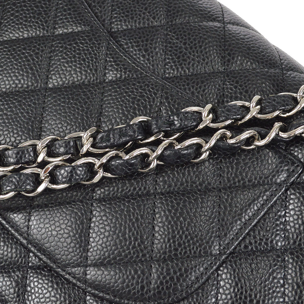CHANEL Classic Double Flap Medium Shoulder Bag Black Caviar
